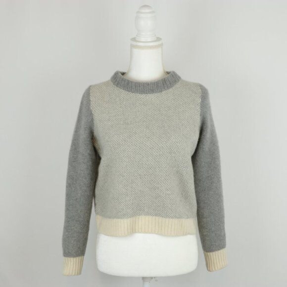 Krimson Klover Women's Large Cream Gray Wool & Cashmere Crew Neck Sweater - Picture 1 of 9